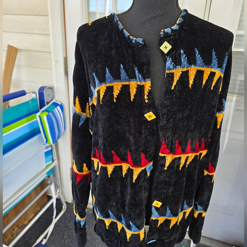 Colorful Patterned Cardigan Vintage Dia Large